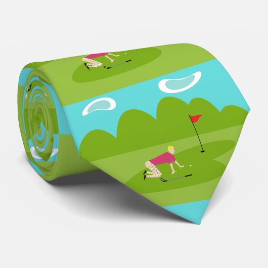 Retro Golfer-Stropdas Stropdas (Opgerold)