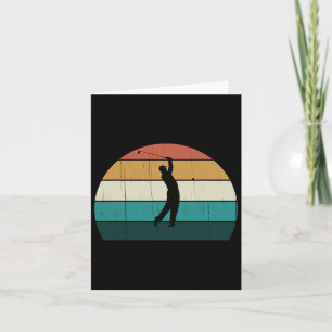 Retro Golfer Swing  Zonsondergang Spelen Golf Lov Kaart