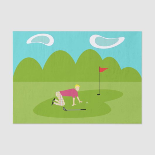 Retro Golfer-weefselpapier Tissuepapier (Voorkant)