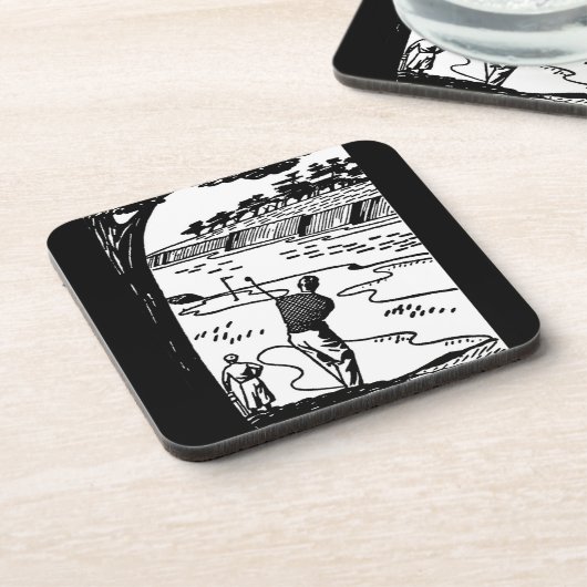 Retro Golfers Bier Onderzetter (Linkerzijde)