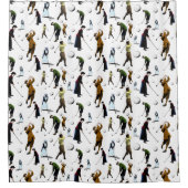 Retro Golfers Patroonillustraties Douchegordijn (Voorkant)