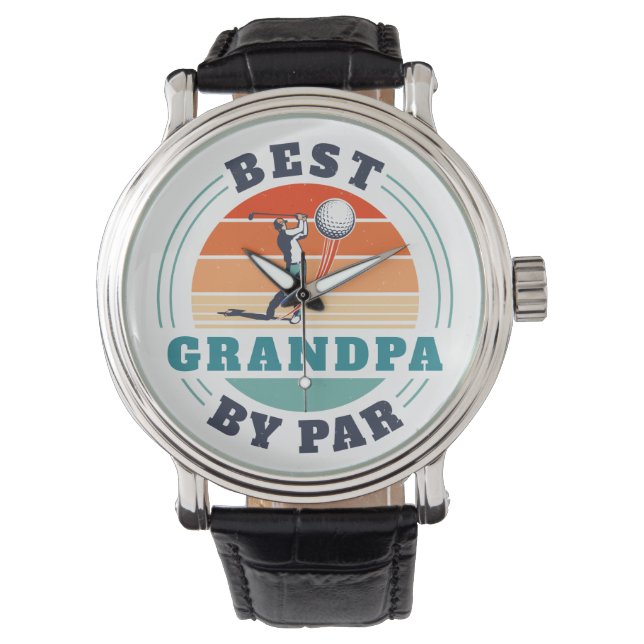 Retro Golfing Best Grandpa op maat Horloge (Voorkant)