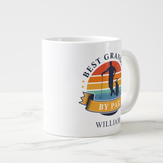Retro Golfing Best Grandpa, op persoonlijke titel Grote Koffiekop (Voorkant rechts)