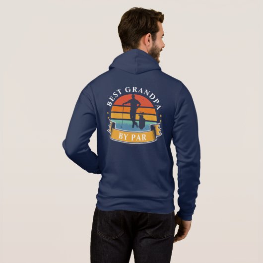 Retro Golfing Best Grandpa, op persoonlijke titel Hoodie (Achterkant volledig)