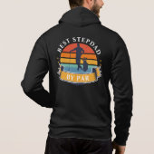 Retro Golfing Best Stepdad op persoonlijke titel Hoodie (Achterkant)
