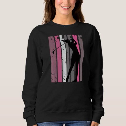 Retro Golfing Womens Kind Golfer Plays logeert Gol Trui (Voorkant)