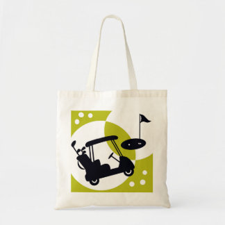 Retro golfkar, clubs, greens tote bag