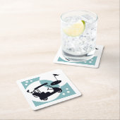 Retro golfkar in zwart & blauw kartonnen onderzetters (Insitu)