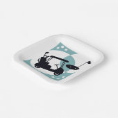 Retro golfkar in zwart & blauw papieren bordje (Gebogen)