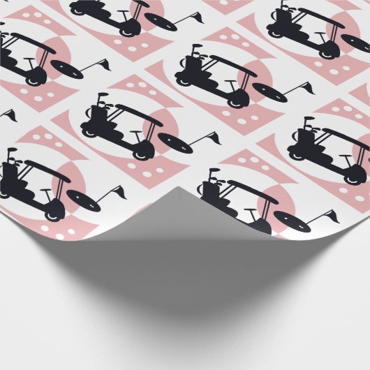 Retro golfkar in zwart & roze cadeaupapier (Hoek)