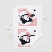 Retro golfkar in zwart & roze golfhanddoek (Insitu)