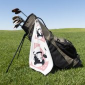 Retro golfkar in zwart & roze golfhanddoek (Groen)