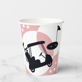 Retro golfkar in zwart & roze papieren bekers