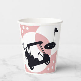 Retro golfkar in zwart & roze papieren bekers