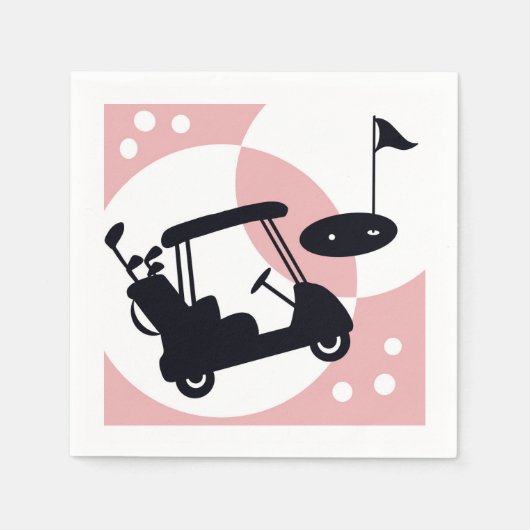 Retro golfkar in zwart & roze servet (Voorkant)