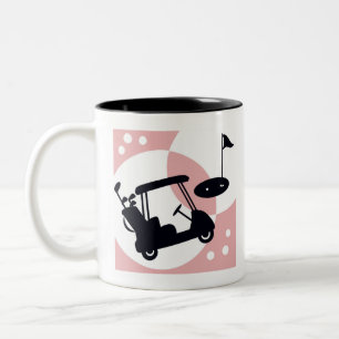 Retro golfkar in zwart & roze tweekleurige koffiemok