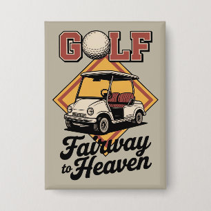 Retro golfkarretje fairway naar heaver Funny golfe Button