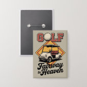 Retro golfkarretje fairway naar heaver Funny golfe Button (Voorkant / Achterkant)