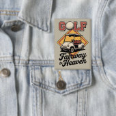 Retro golfkarretje fairway naar heaver Funny golfe Button (Insitu)