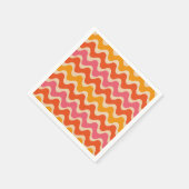 Retro golfpatroon in roze, oranje en rood servet (Hoek)