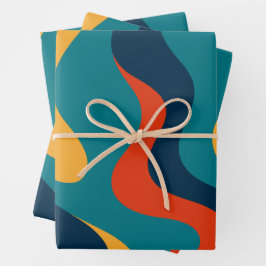 Retro Golfpatroon Modern Abstract Inpakpapier Vel