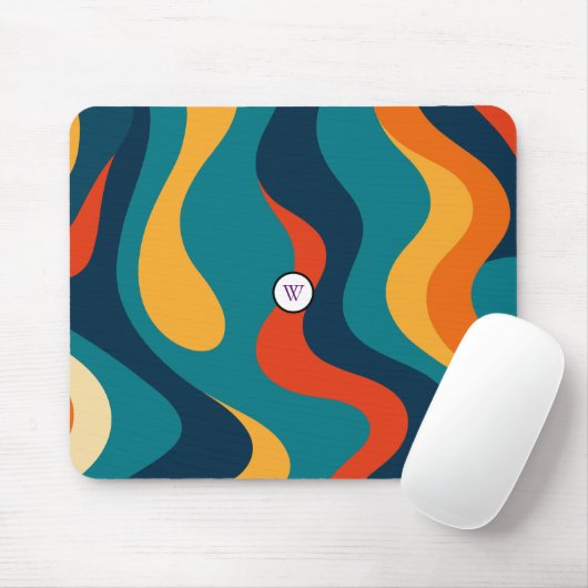 Retro Golfpatroon Modern Abstract Muismat (Met muis)