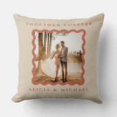 Retro golfrand terracotta pasgetrouwd foto kussen (Voorkant)