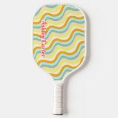 Retro golven 80s Verticale naam in rood Pickleball Paddle (Achterkant)