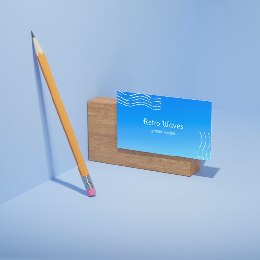Retro golven -blauwe gradiënt visitekaartje