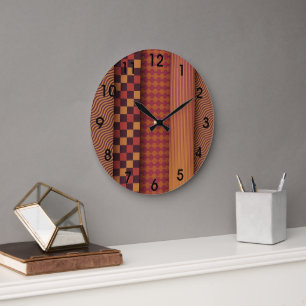 Retro golven en geometrisch midden-eeuws patroon grote klok