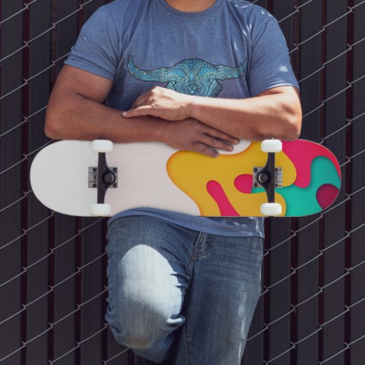 Retro golven gekleurde lagen persoonlijk skateboard (Buiten 3)