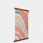 Retro golven - Oranje en Groen Hangend Wandkleed (Gebogen)