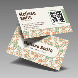 Retro Golvend Abstract Aangepaste QR Code Visitekaartje