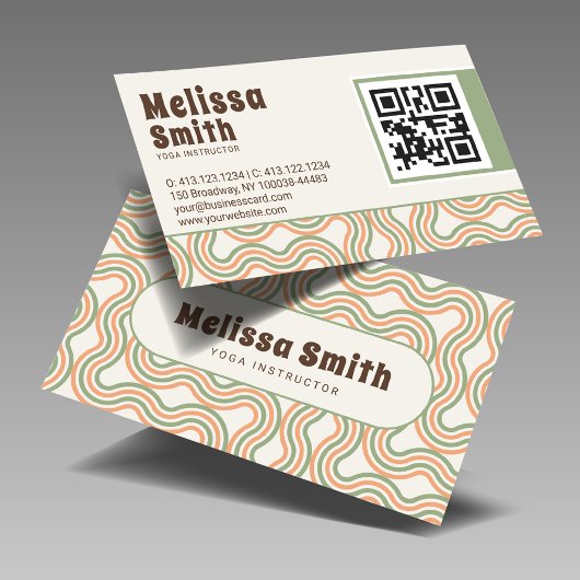 Retro Golvend Abstract Aangepaste QR Code Visitekaartje