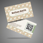 Retro Golvend Abstract Aangepaste QR Code Visitekaartje