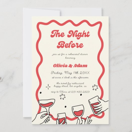 Retro golvend de avond voor repetitie diner kaart (Voorkant)