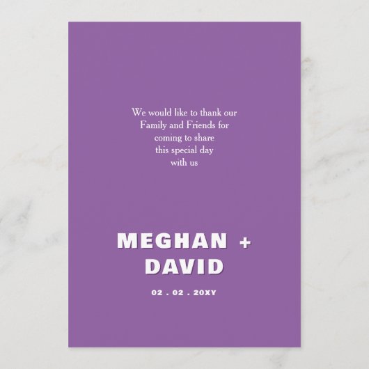 Retro Golvend Paars Trouwmenu  Menu (Achterkant)