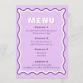 Retro Golvend Paars Trouwmenu  Menu (Voorkant)