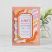 Retro Golvend Pastel 3D Gummy Frame Verjaardag Kaart (Staand voorkant)