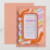 Retro Golvend Pastel 3D Gummy Frame Verjaardag Kaart (Voorkant / Achterkant)