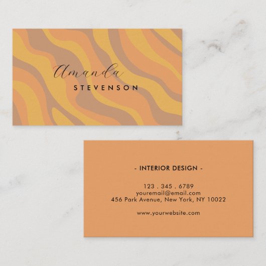 Retro golvend patroon visitekaartje (Voorkant / Achterkant)