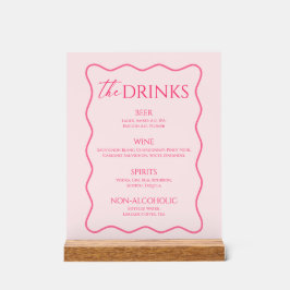 Retro Golvend Roze Drankmenu Bar Acryl Bord