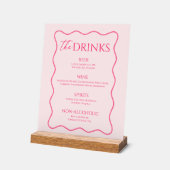 Retro Golvend Roze Drankmenu Bar Acryl Bord (Hoek)
