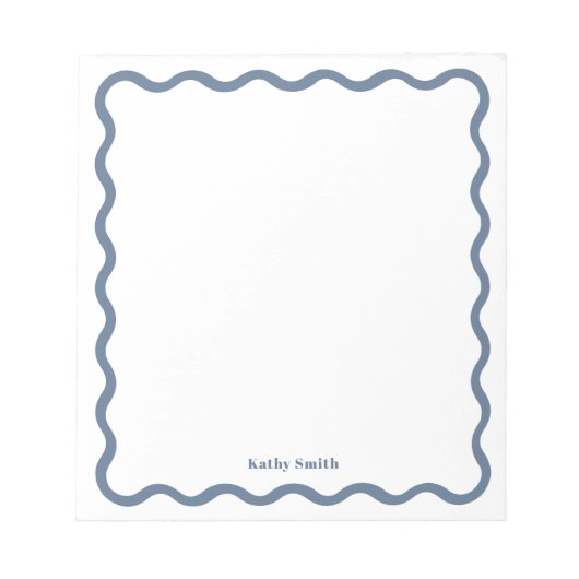 Retro golvend stijlvol blauw gepersonaliseerd brie notitieblok (Voorkant)