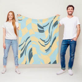 Retro golvende babyblauw en botergele Deense paste Fleece Deken