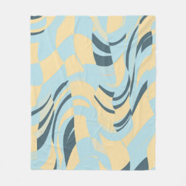 Retro golvende babyblauw en botergele Deense paste Fleece Deken
