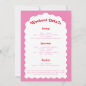 Retro golvende boog roze en rood vrijgezellenweeke kaart (Achterkant)