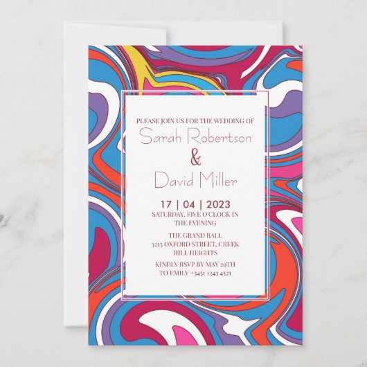 Retro golvende bruiloft kaart (Voorkant)