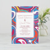 Retro golvende bruiloft kaart (Staand voorkant)