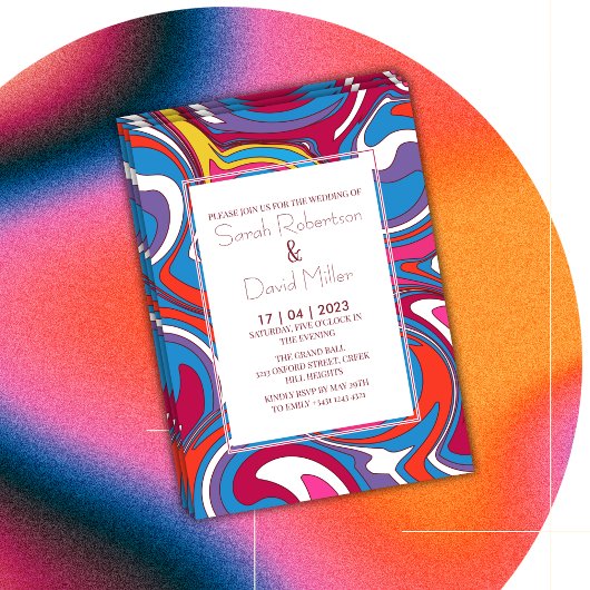 Retro golvende bruiloft kaart